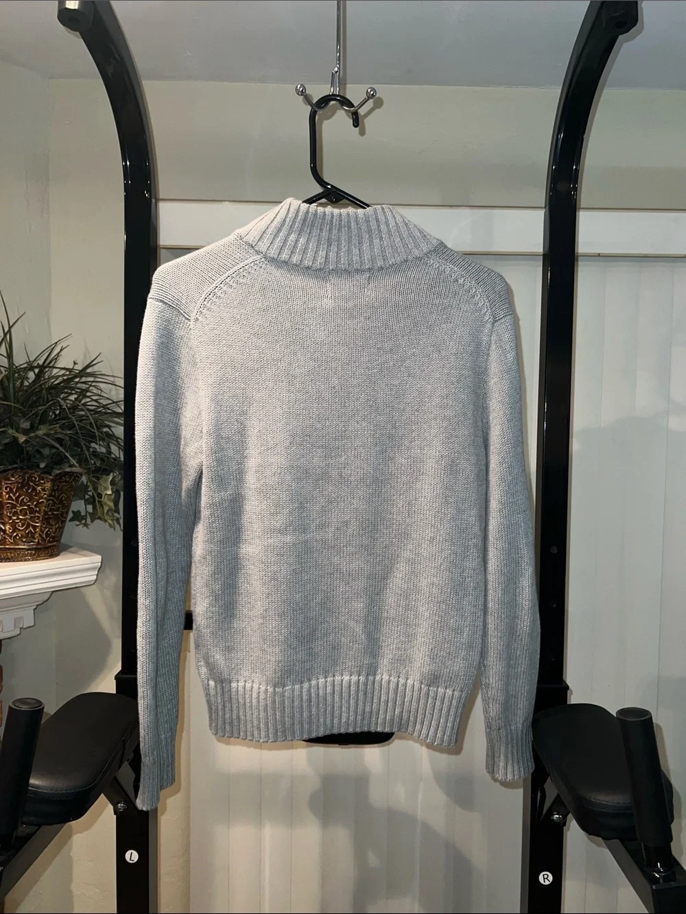 Polo by Ralph Lauren Light Gray Quarter-Zip Sweater with Blue Pony